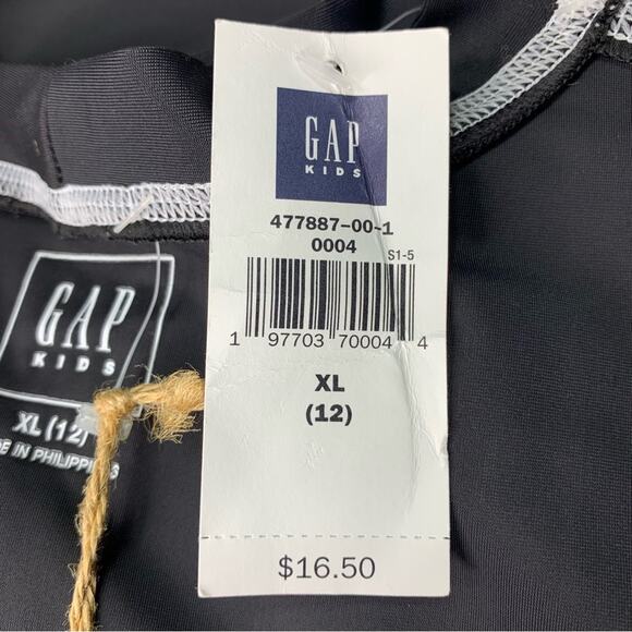 Gap NWT Kids Surf Rashguard Boardshirt Built in Sun Protection Black Size XL(12) - Picture 8 of 9